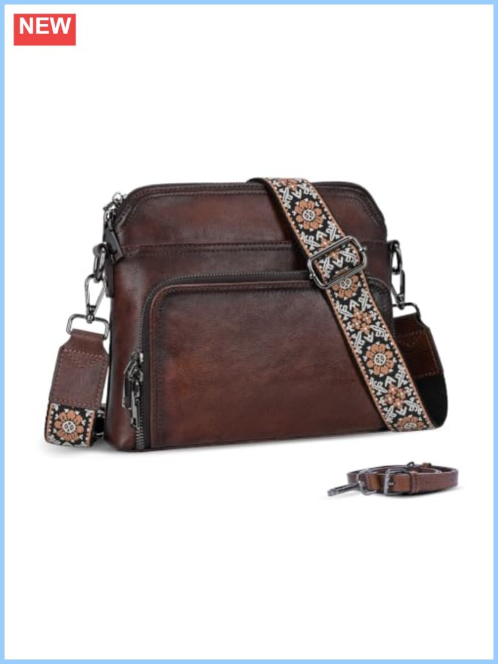 Genuine Leather Crossbody Bag RFID Satchel Shoulder Purse